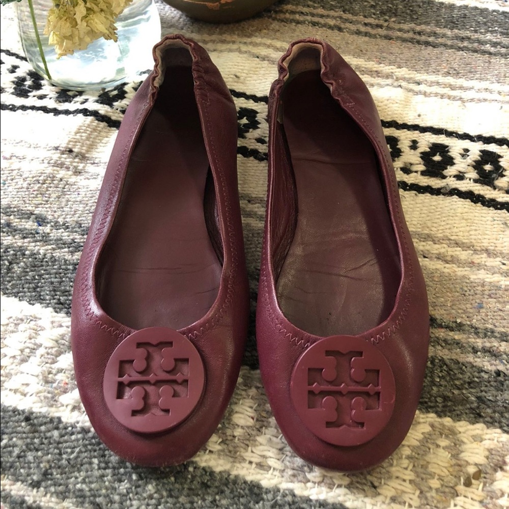 Tory Burch Plum Leather Flats size 7